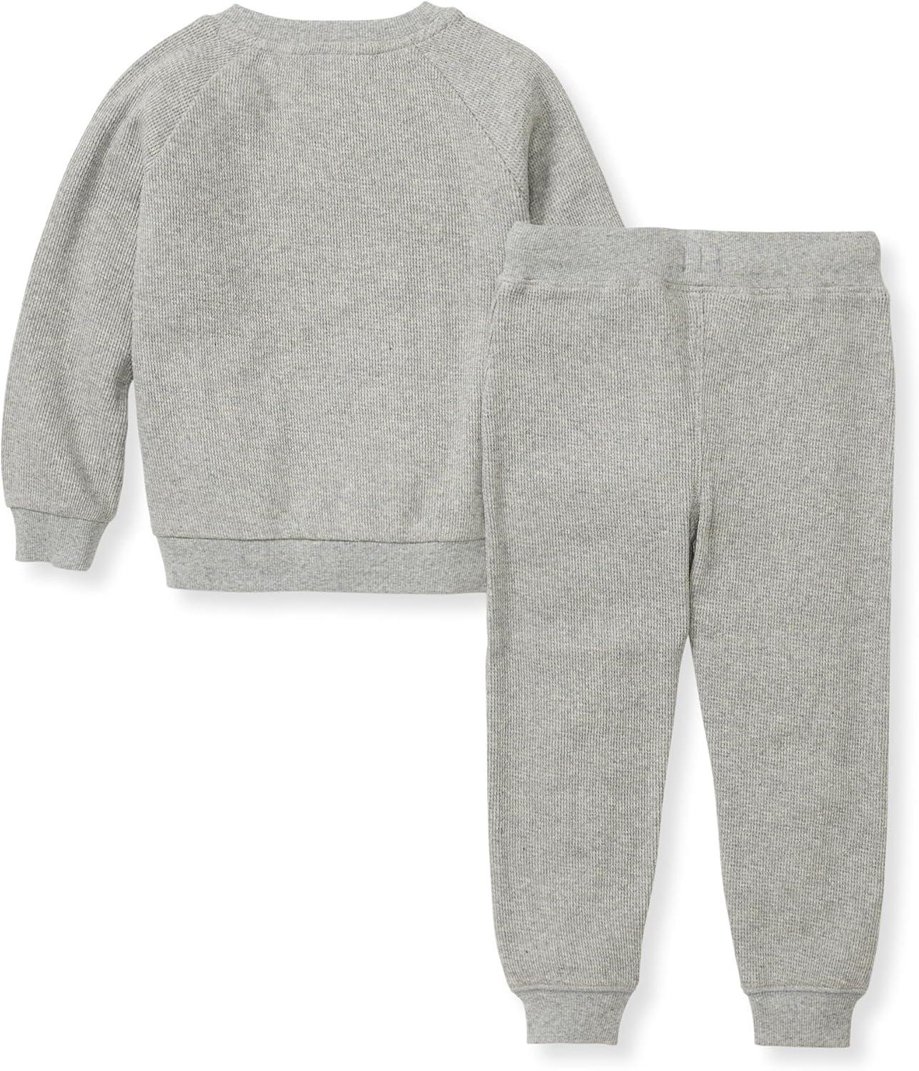 imageBurts Bees Baby Baby Boys Shirt and Pant Set Top ampamp Bottom Outfit BundleHeather Grey Thermal