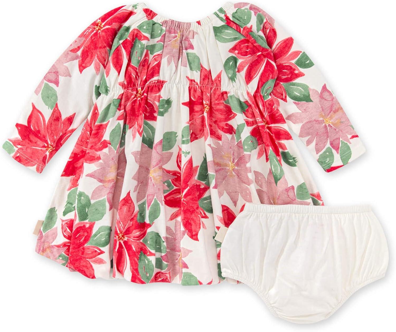 imageBurts Bees Baby Baby Girls Dress Infant ampamp Toddler Short ampamp LongSleeve 100 Organic CottonBlooming Poinsettia