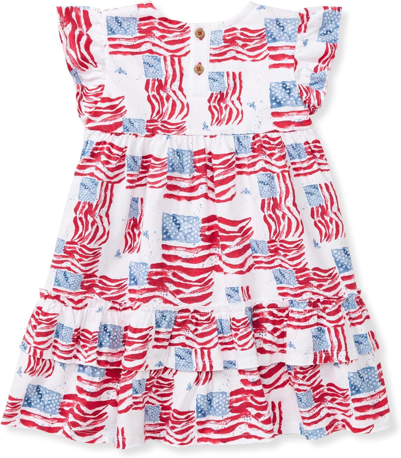 imageBurts Bees Baby Baby Girls Dress Infant ampamp Toddler Short ampamp LongSleeve 100 Organic CottonMagestic Flags