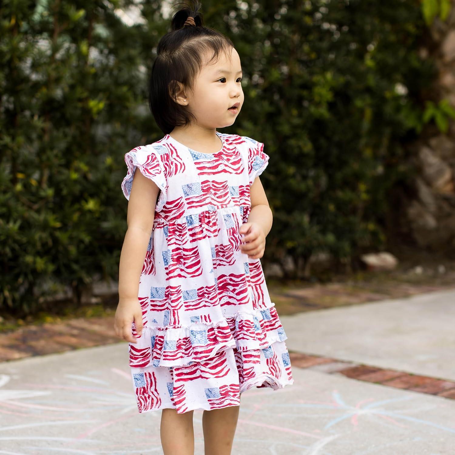 imageBurts Bees Baby Baby Girls Dress Infant ampamp Toddler Short ampamp LongSleeve 100 Organic CottonMagestic Flags