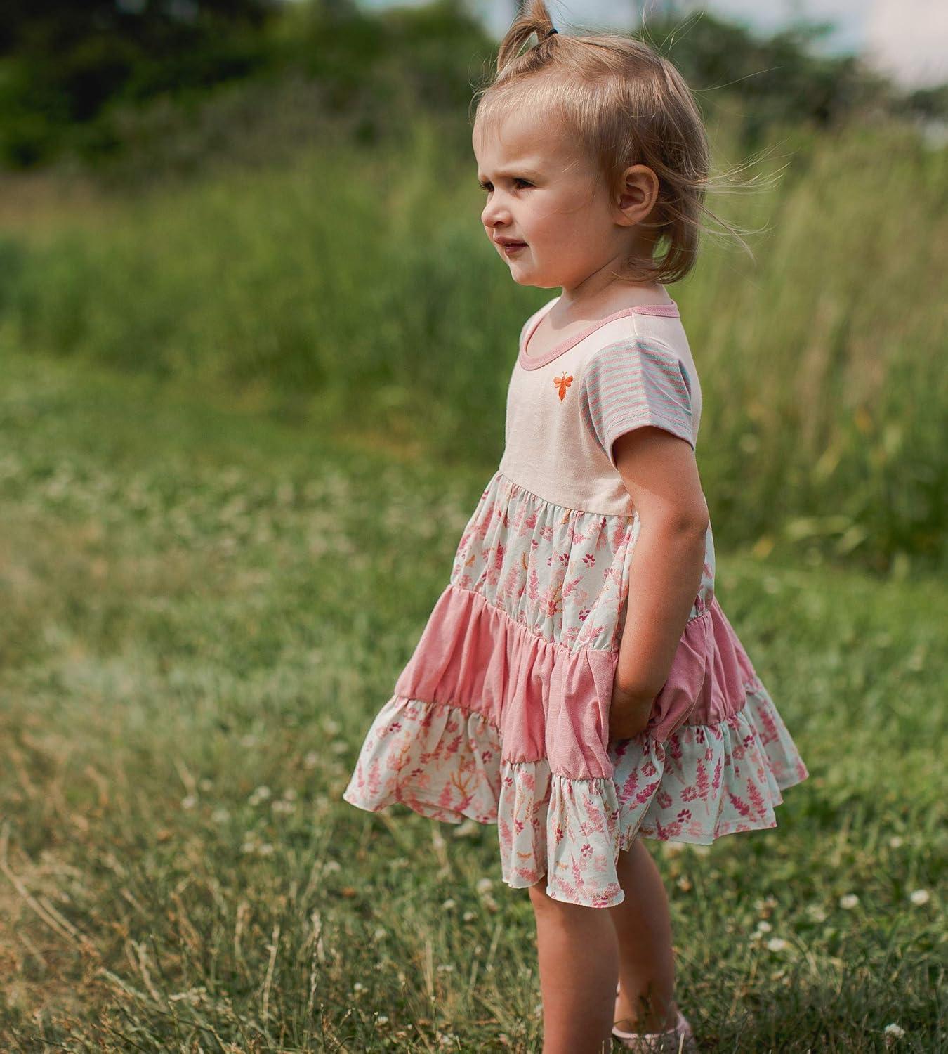 imageBurts Bees Baby Baby Girls Dress Infant ampamp Toddler Short ampamp LongSleeve 100 Organic CottonWyoming Wild Flowers
