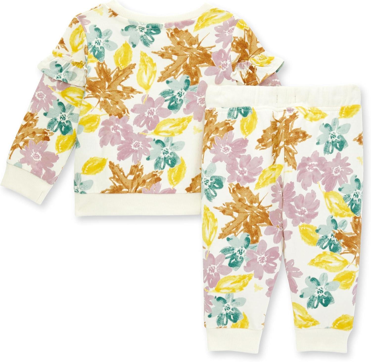 imageBurts Bees Baby Baby Girls Long Sleeve Top and Pant Set 100 Organic CottonFoliage Floral