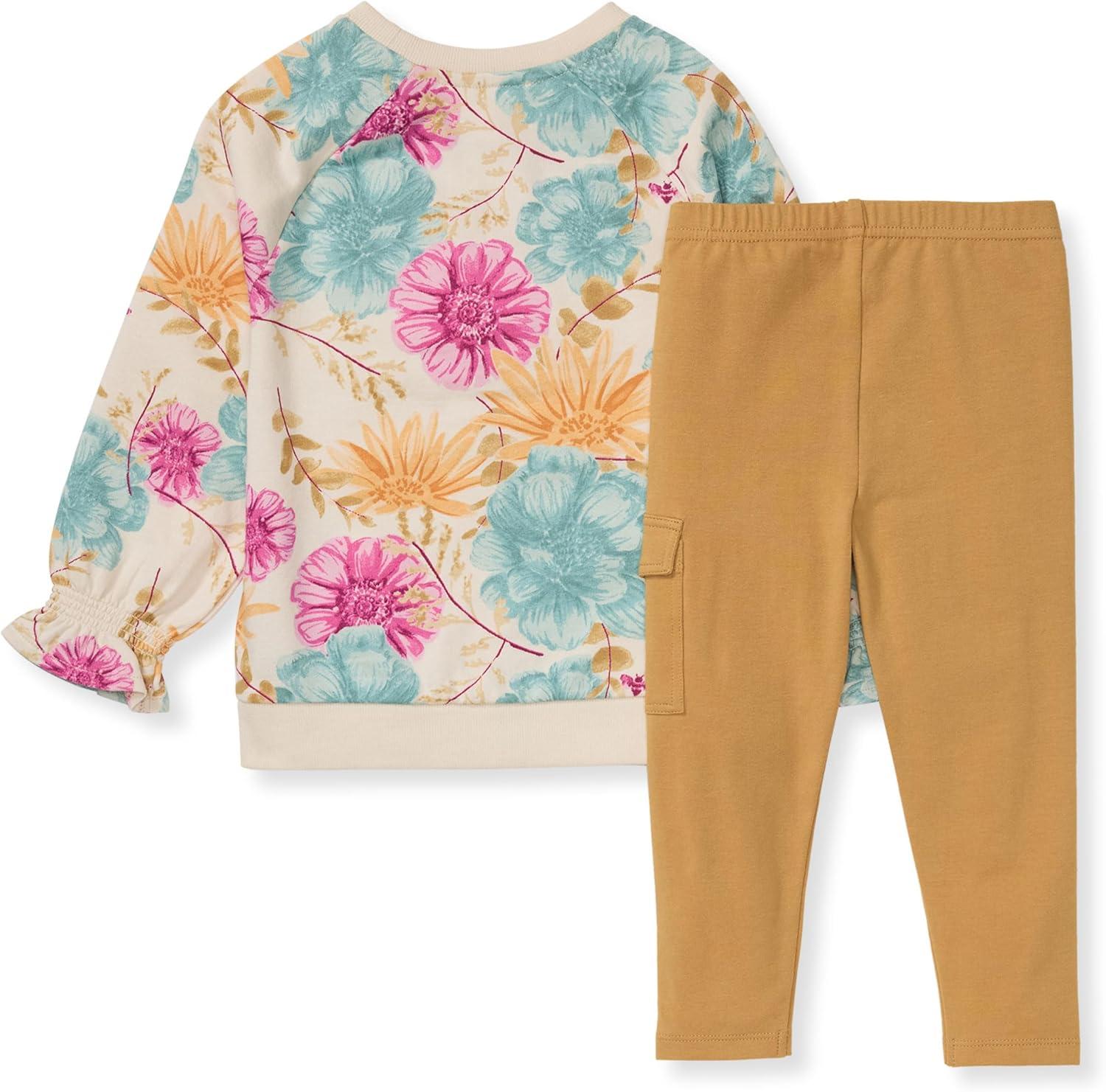 imageBurts Bees Baby Baby Girls Long Sleeve Top and Pant Set 100 Organic CottonMountain Floral