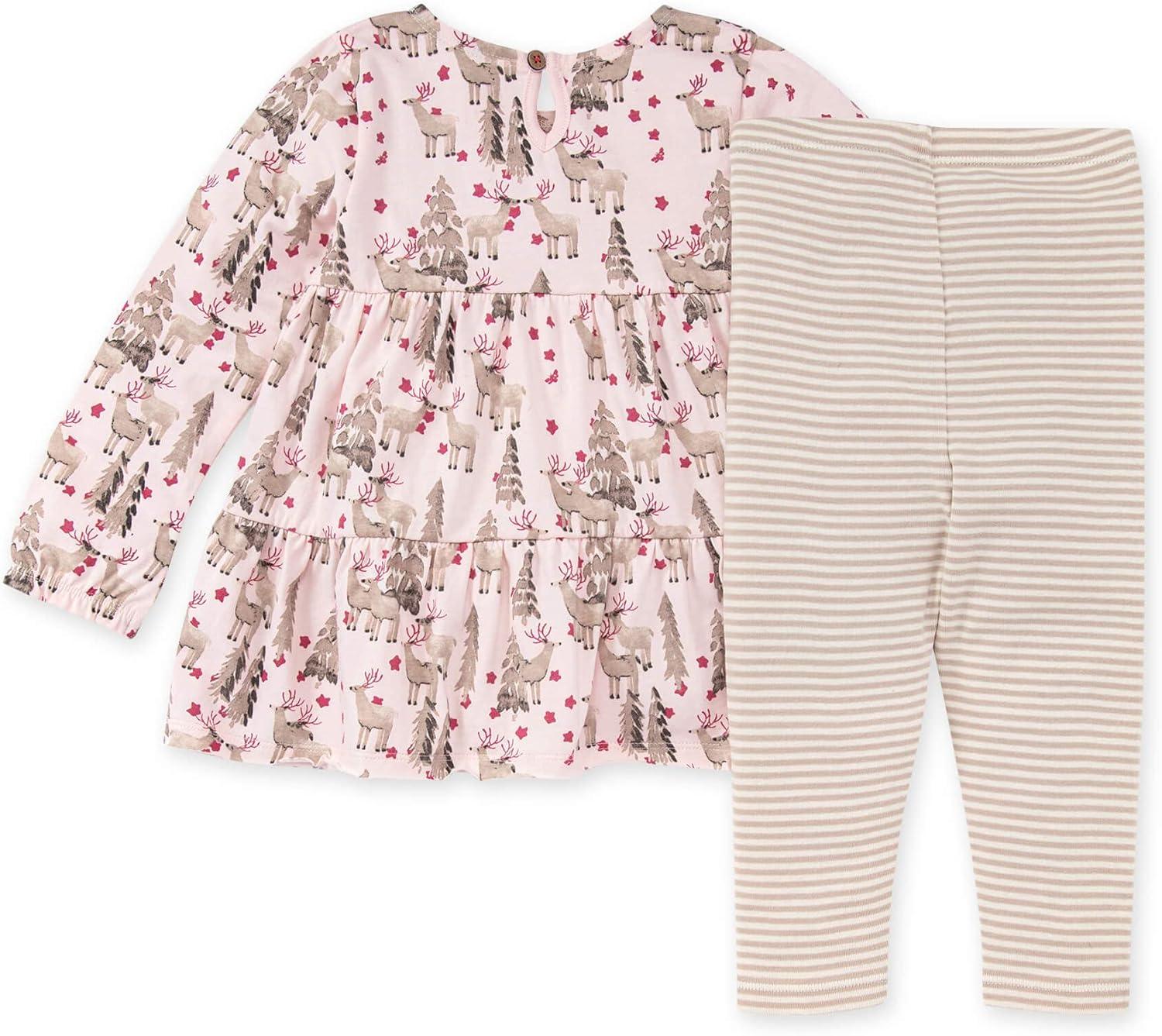 imageBurts Bees Baby Baby Girls Long Sleeve Top and Pant Set 100 Organic CottonReindeer at Play