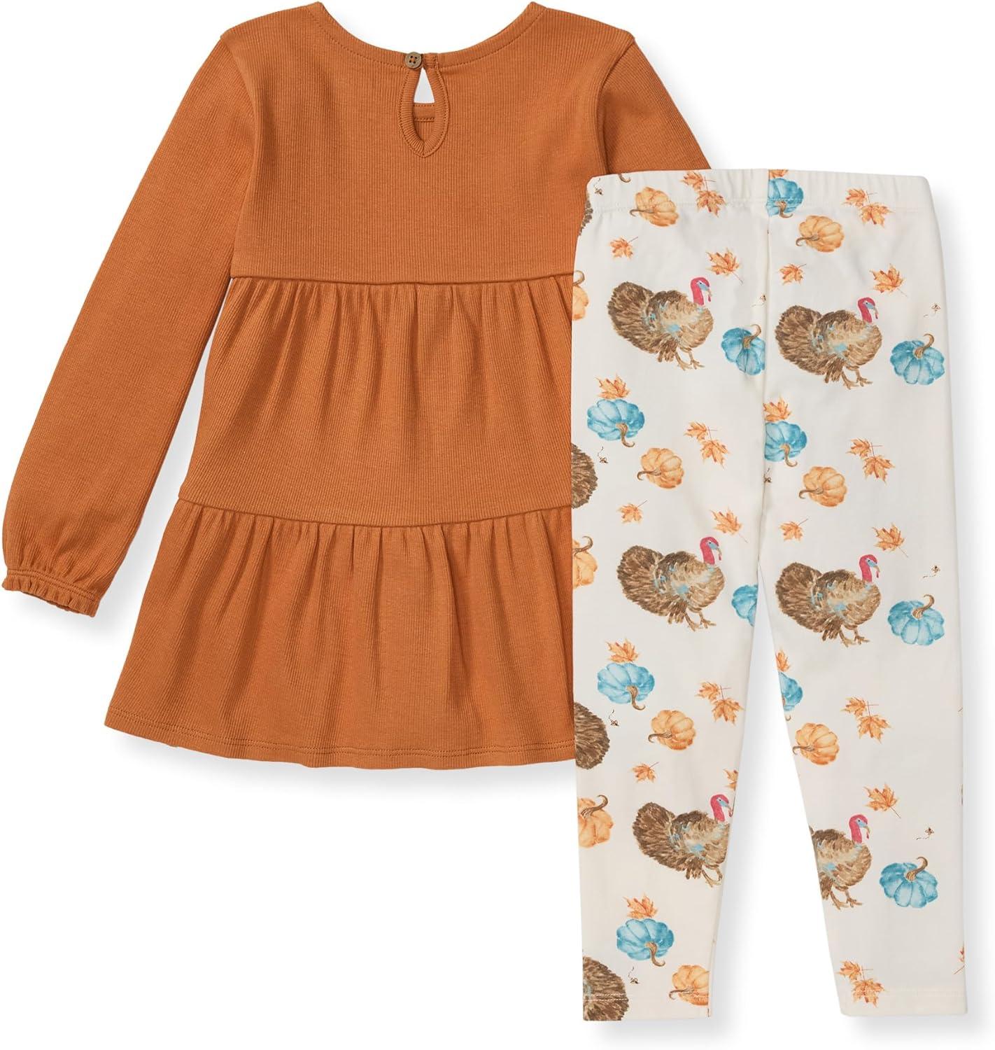 imageBurts Bees Baby Baby Girls Long Sleeve Top and Pant Set 100 Organic CottonTurkey Time Set