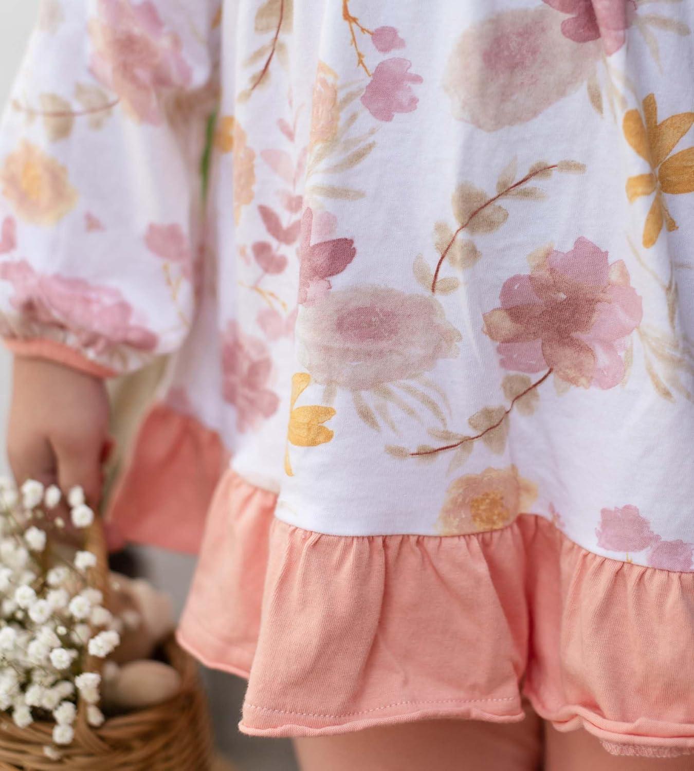 imageBurts Bees Baby Baby Girls Long Sleeve Top and Pant Set 100 Organic CottonVacay Floral Set