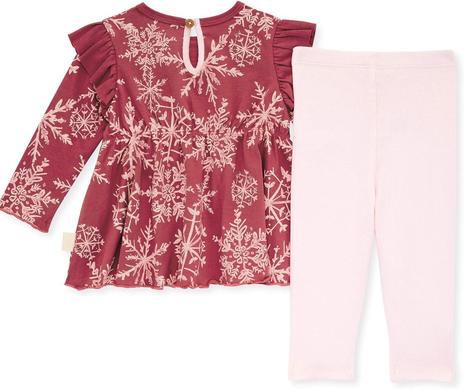 imageBurts Bees Baby Baby Girls Long Sleeve Top and Pant Set 100 Organic CottonVintage Painted Blizzard