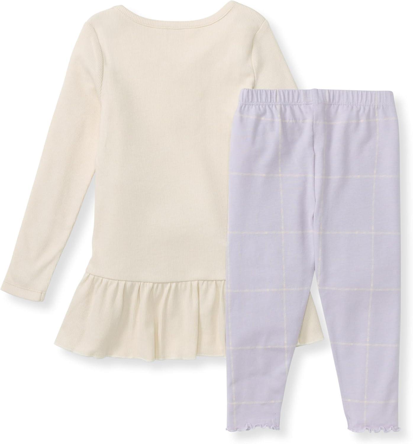 imageBurts Bees Baby Baby Girls Long Sleeve Top and Pant Set 100 Organic CottonWindow Plaid