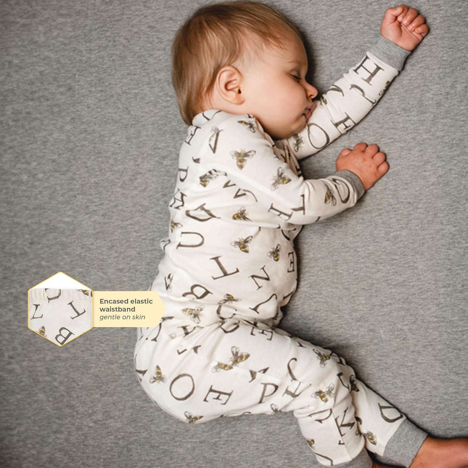 imageBurts Bees Baby Boys 2Piece Long Sleeve Tee and Pants Organic Cotton Pajama SetAbeec