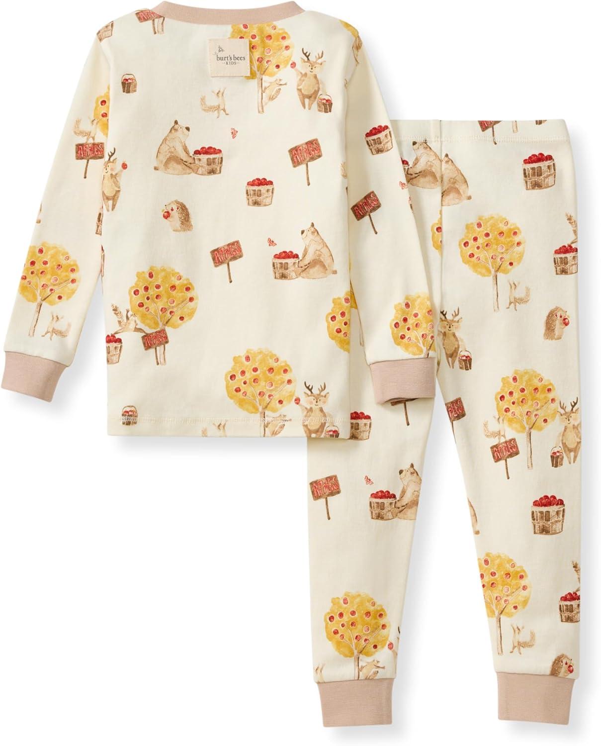 imageBurts Bees Baby Boys 2Piece Long Sleeve Tee and Pants Organic Cotton Pajama SetApple Season