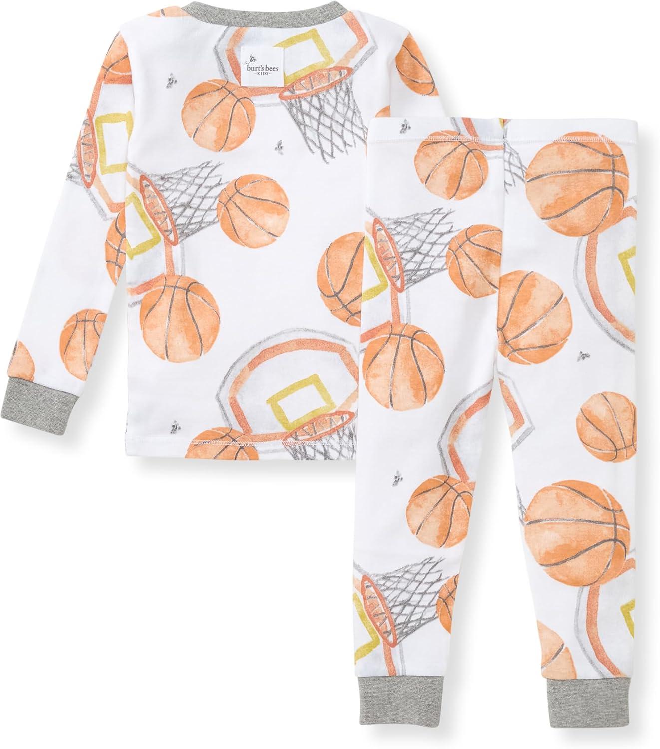 imageBurts Bees Baby Boys 2Piece Long Sleeve Tee and Pants Organic Cotton Pajama SetBasketball