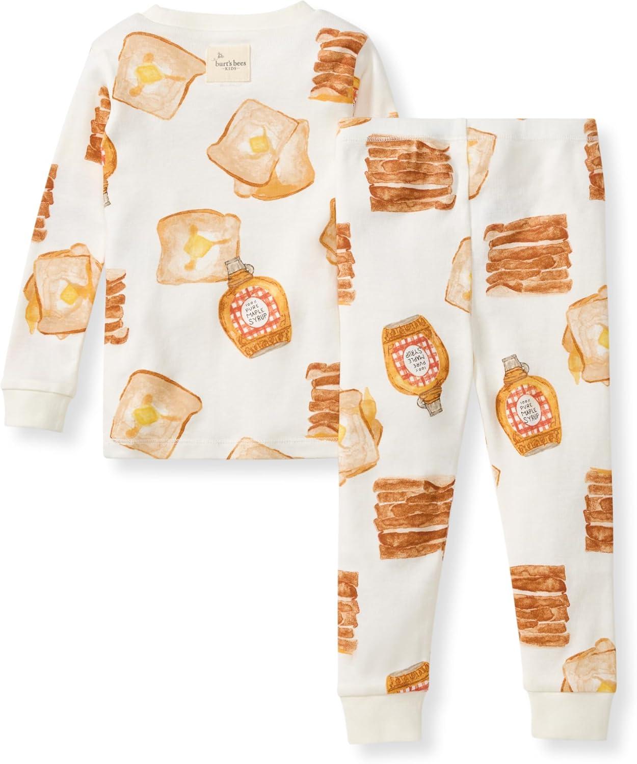 imageBurts Bees Baby Boys 2Piece Long Sleeve Tee and Pants Organic Cotton Pajama SetFrench Toast