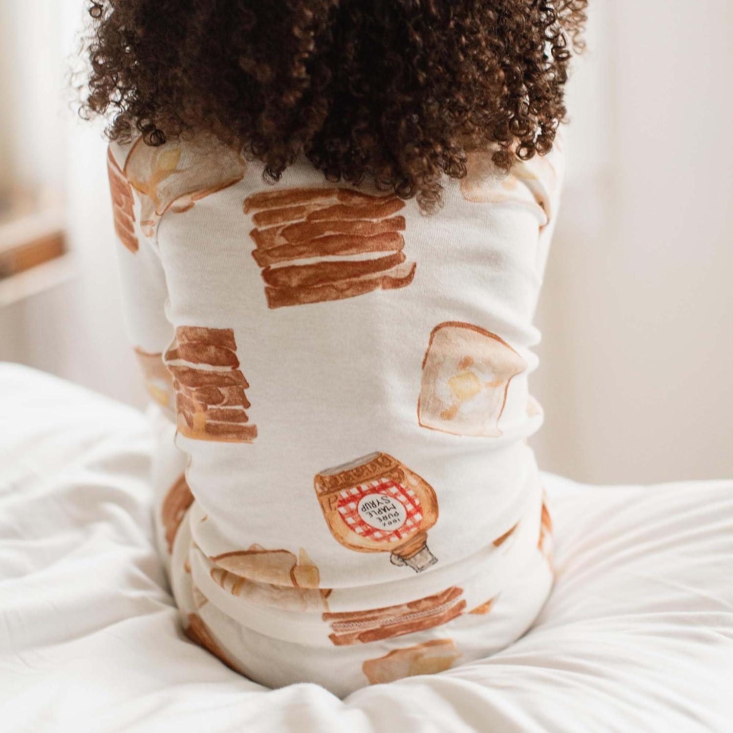 imageBurts Bees Baby Boys 2Piece Long Sleeve Tee and Pants Organic Cotton Pajama SetFrench Toast