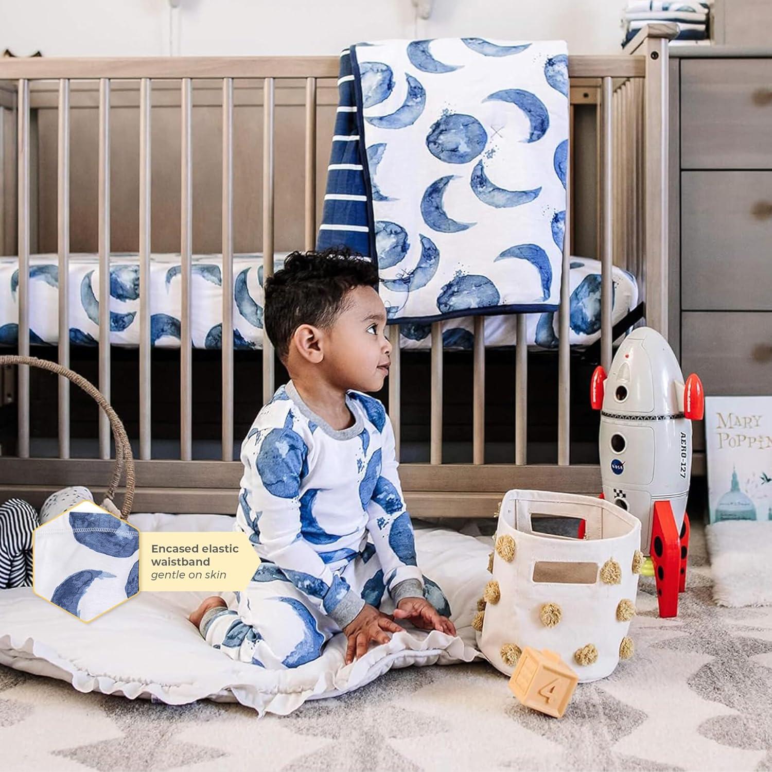 imageBurts Bees Baby Boys 2Piece Long Sleeve Tee and Pants Organic Cotton Pajama SetHello Moon