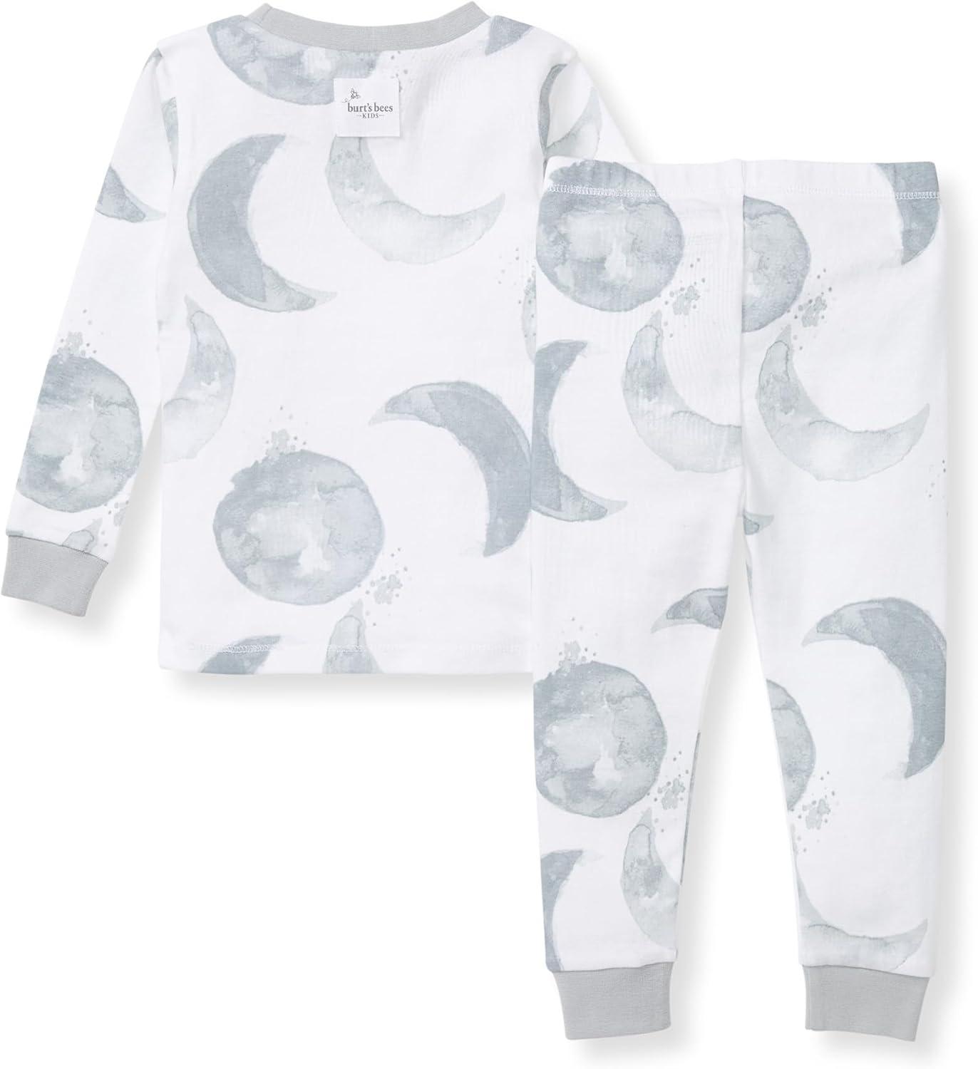 imageBurts Bees Baby Boys 2Piece Long Sleeve Tee and Pants Organic Cotton Pajama SetHello Moon Light Blue