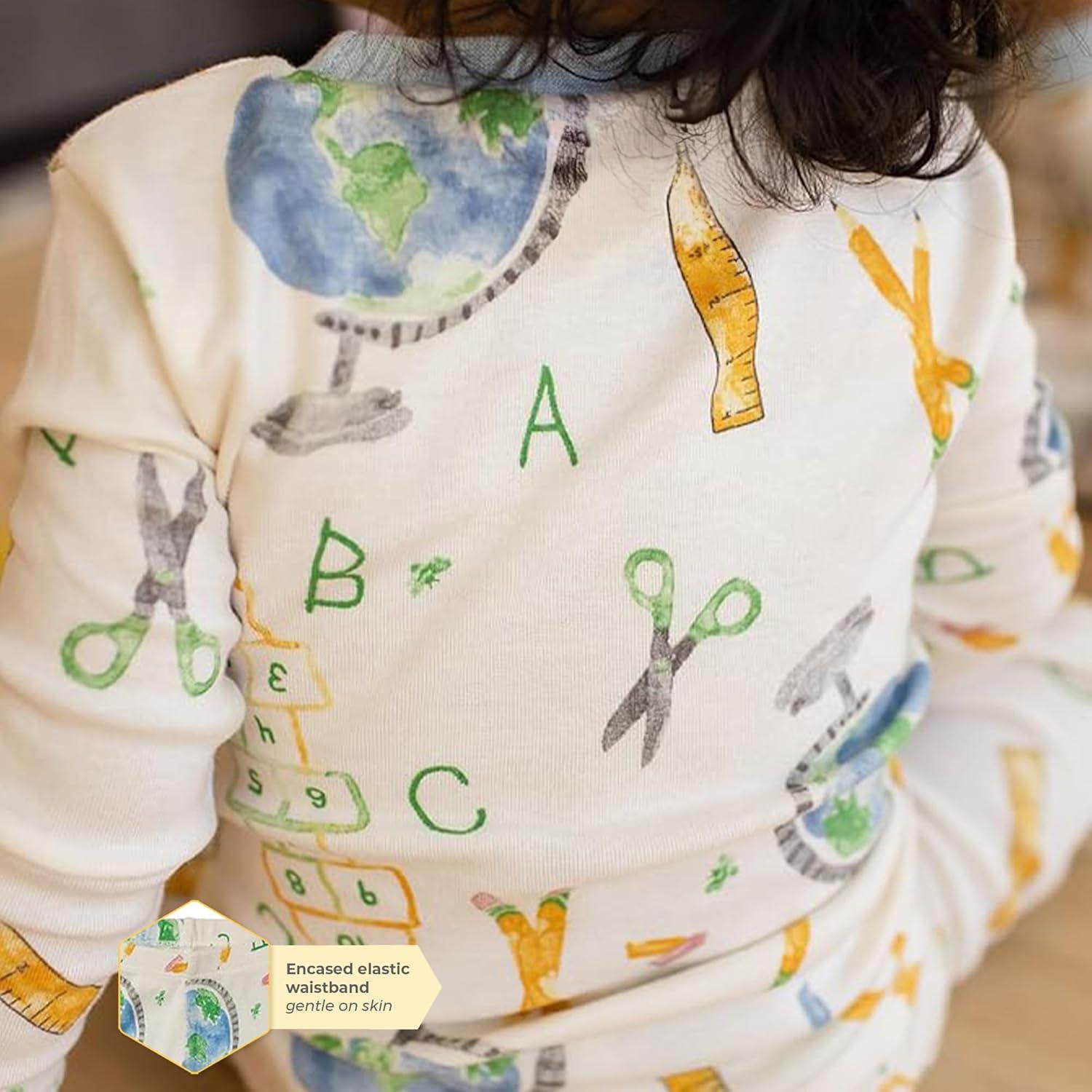 imageBurts Bees Baby Boys 2Piece Long Sleeve Tee and Pants Organic Cotton Pajama SetLearn the Globe