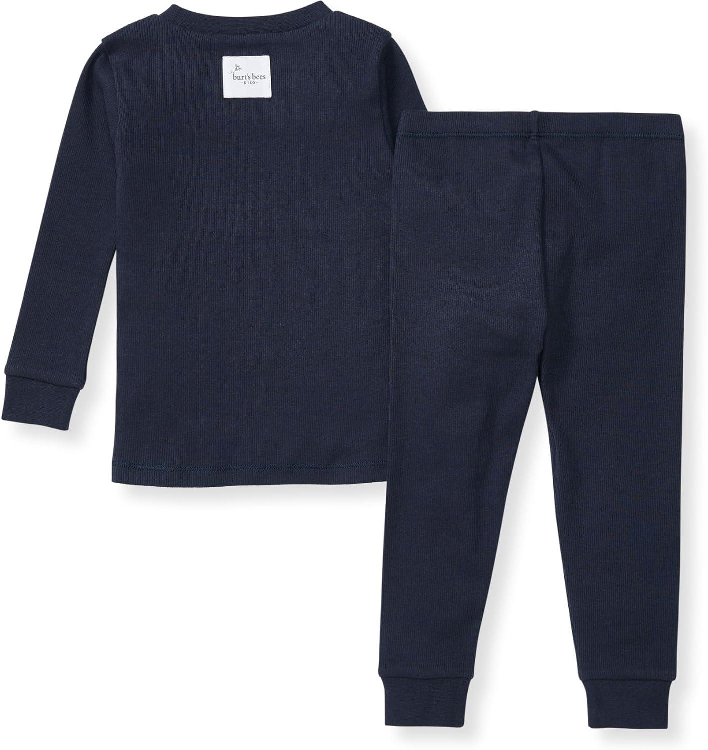 imageBurts Bees Baby Boys 2Piece Long Sleeve Tee and Pants Organic Cotton Pajama SetMidnight Solid Rib