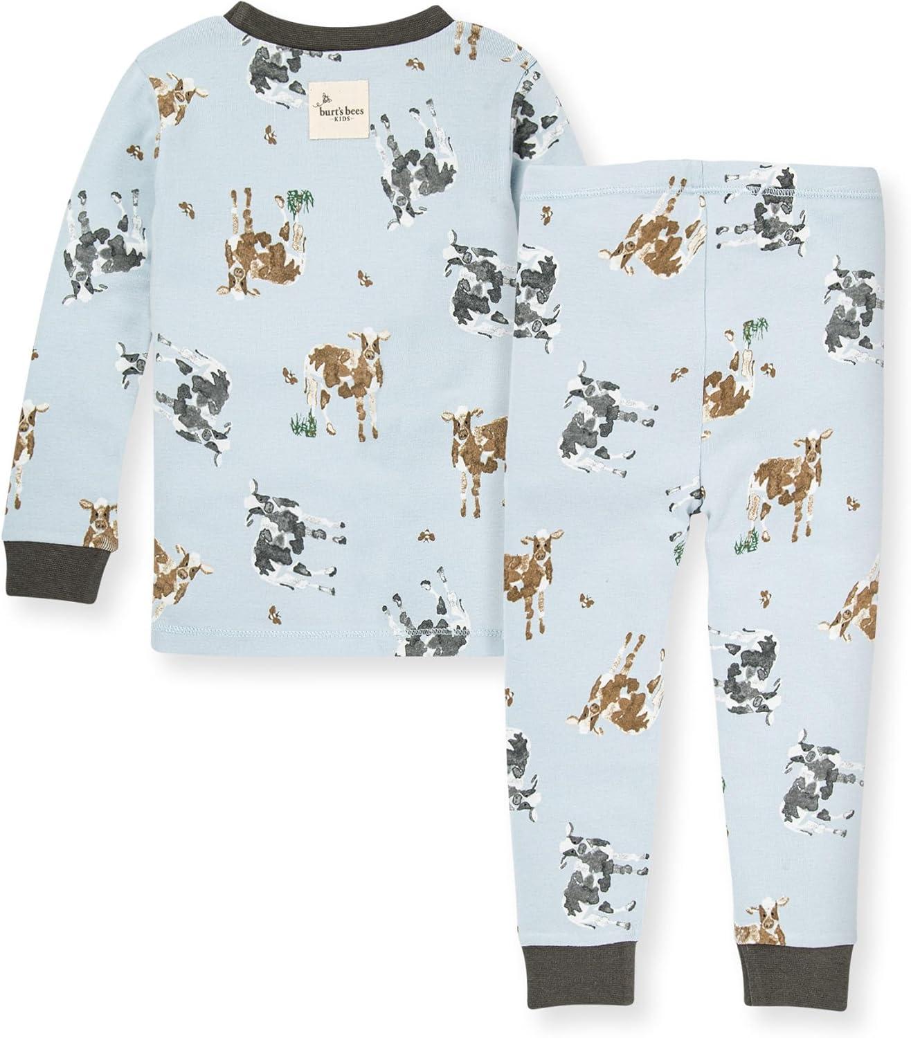 imageBurts Bees Baby Boys 2Piece Long Sleeve Tee and Pants Organic Cotton Pajama SetMr Moo