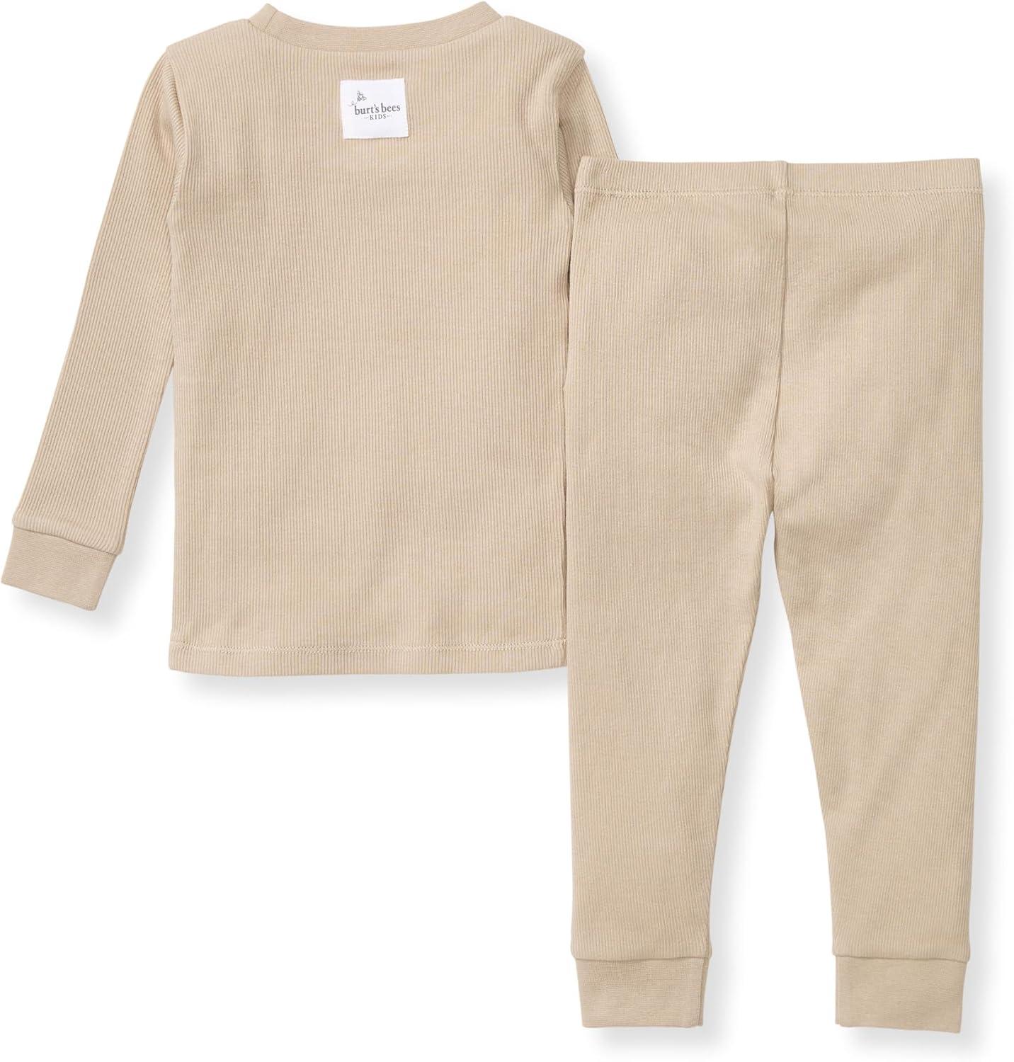 imageBurts Bees Baby Boys 2Piece Long Sleeve Tee and Pants Organic Cotton Pajama SetNeutral Solid Rib