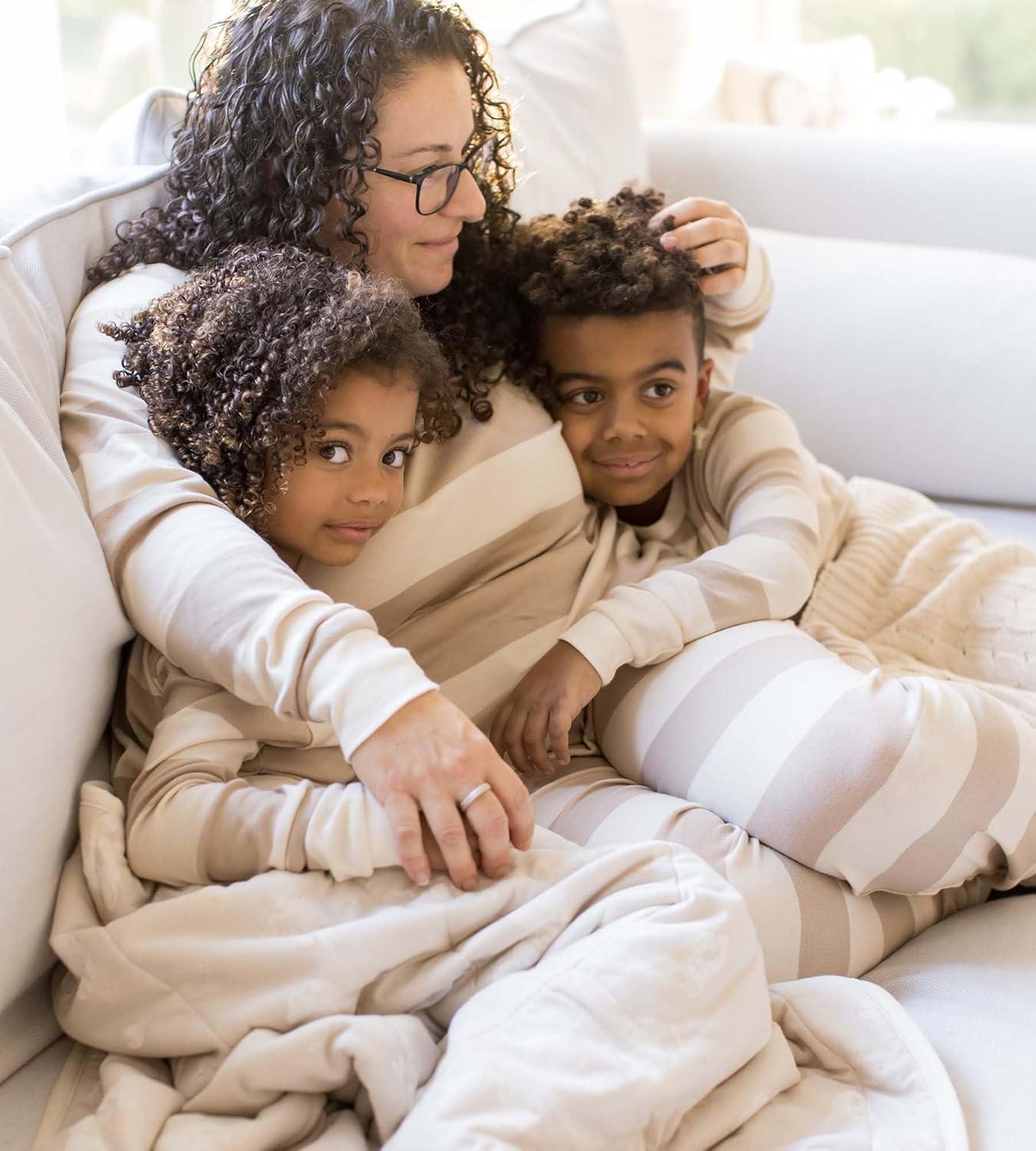 imageBurts Bees Baby Boys 2Piece Long Sleeve Tee and Pants Organic Cotton Pajama SetOat Rugby Stripe