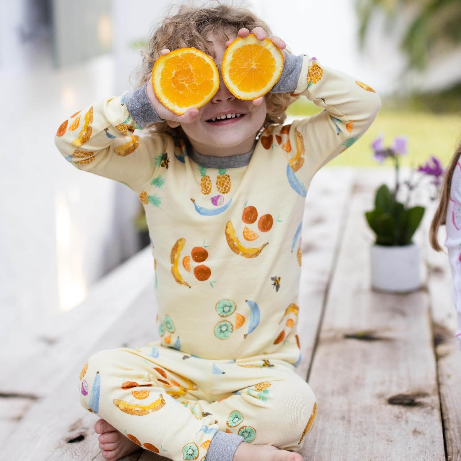 imageBurts Bees Baby Boys 2Piece Long Sleeve Tee and Pants Organic Cotton Pajama SetPlay With Your Food