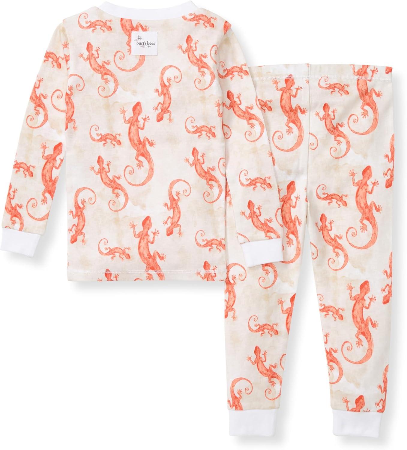 imageBurts Bees Baby Boys 2Piece Long Sleeve Tee and Pants Organic Cotton Pajama SetWatercolor Gecko