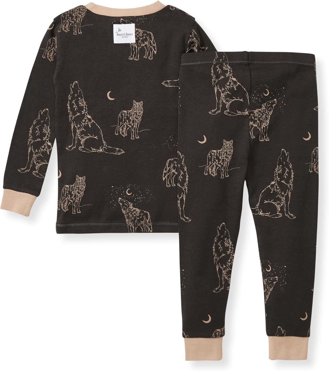 imageBurts Bees Baby Boys 2Piece Long Sleeve Tee and Pants Organic Cotton Pajama SetWolf Pack