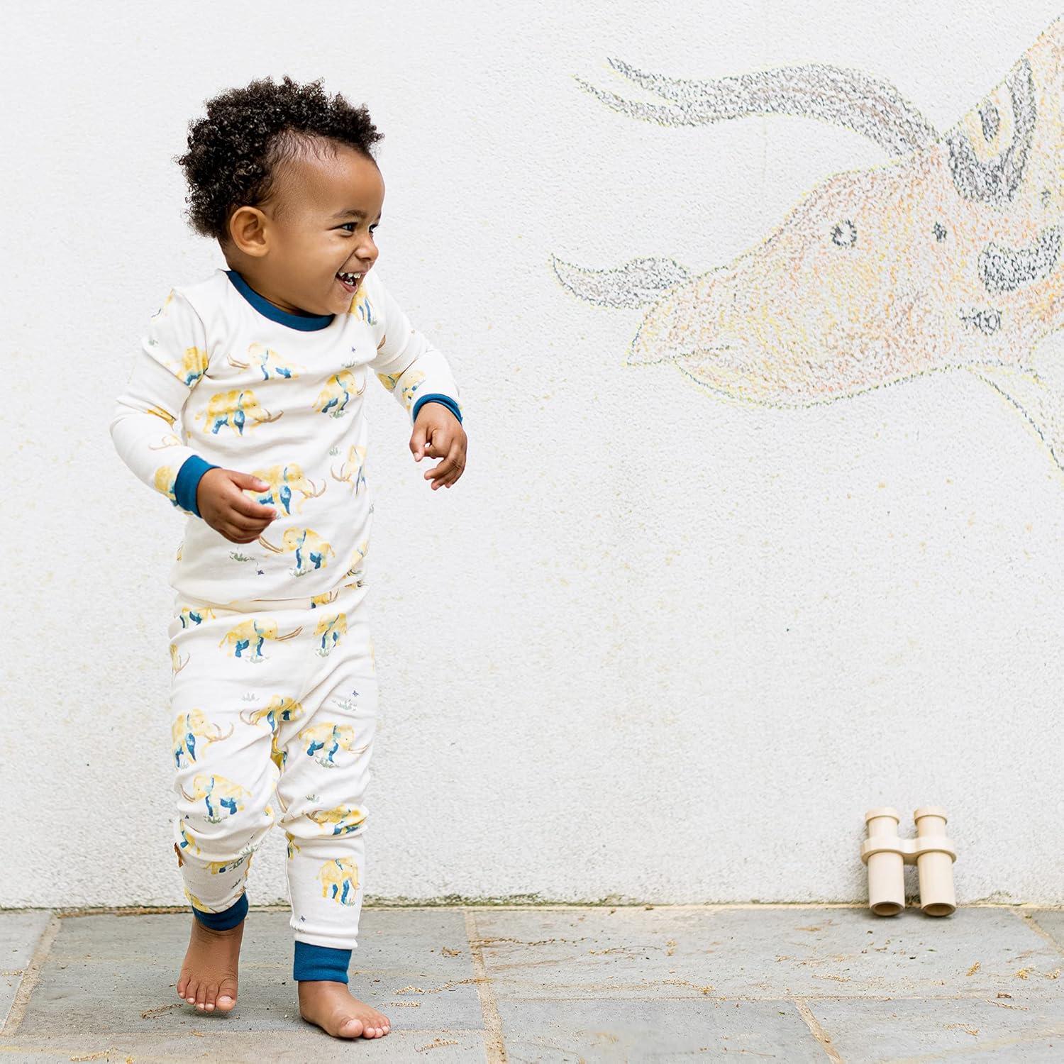 imageBurts Bees Baby Boys 2Piece Long Sleeve Tee and Pants Organic Cotton Pajama SetWooly Awesome