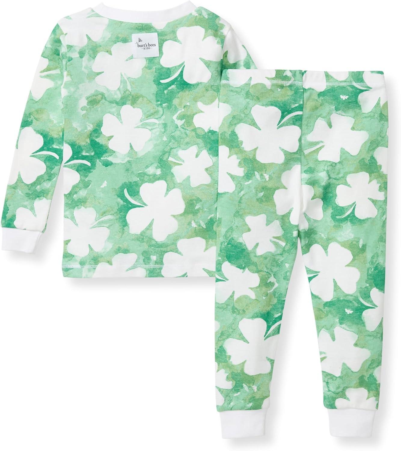 imageBurts Bees Baby Girls 2Piece Long Sleeve Tee and Pants Organic Cotton Pajama SetArtsy Clover