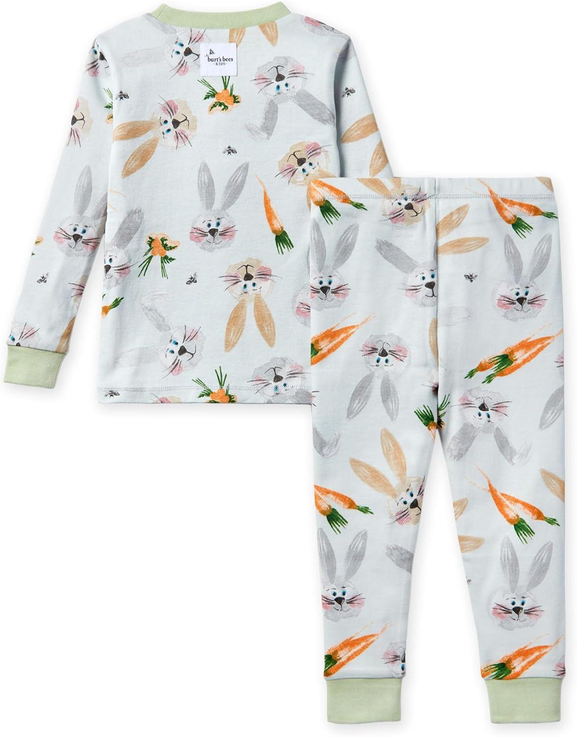 imageBurts Bees Baby Girls 2Piece Long Sleeve Tee and Pants Organic Cotton Pajama SetBeing a Bunny