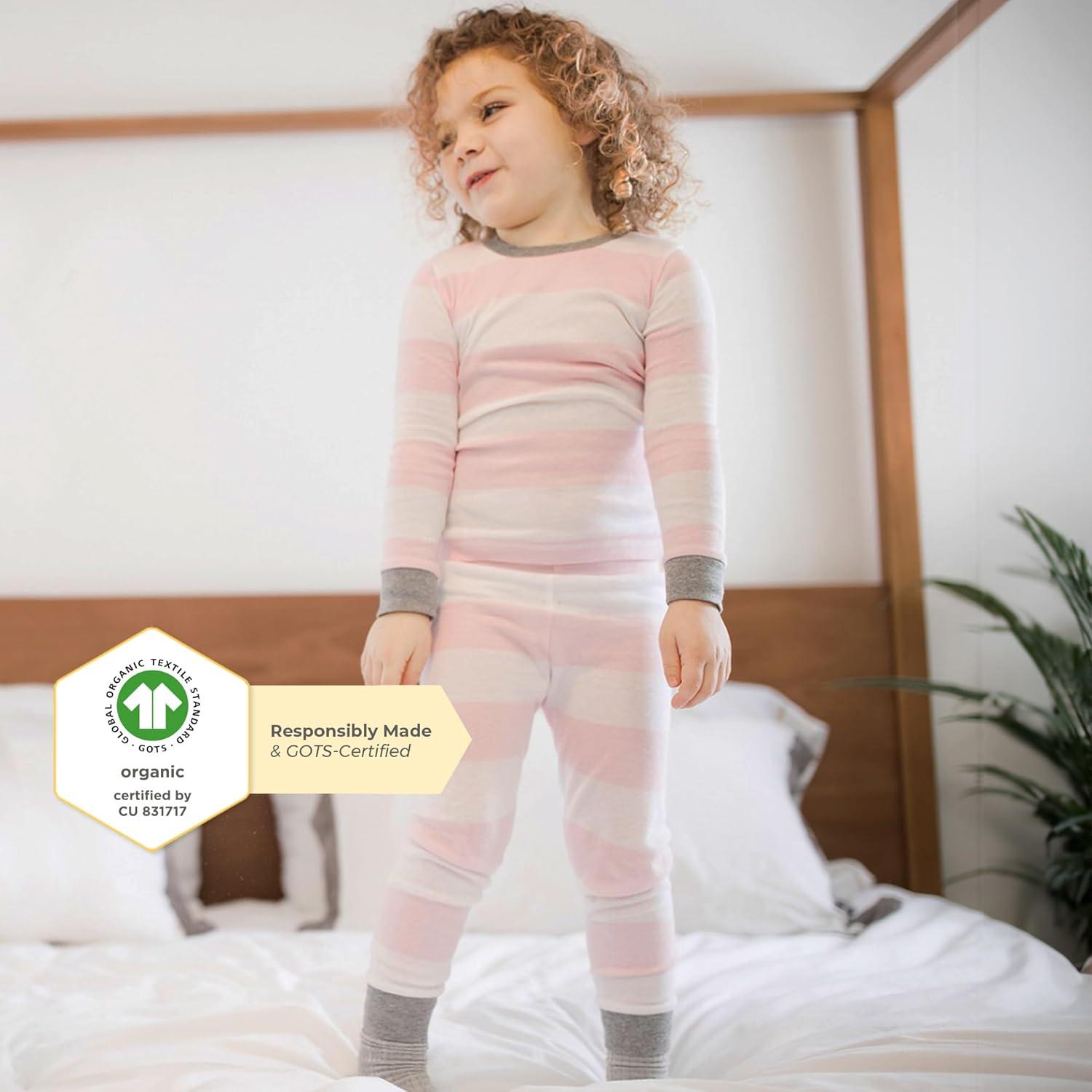 imageBurts Bees Baby Girls 2Piece Long Sleeve Tee and Pants Organic Cotton Pajama SetBlooming Fields