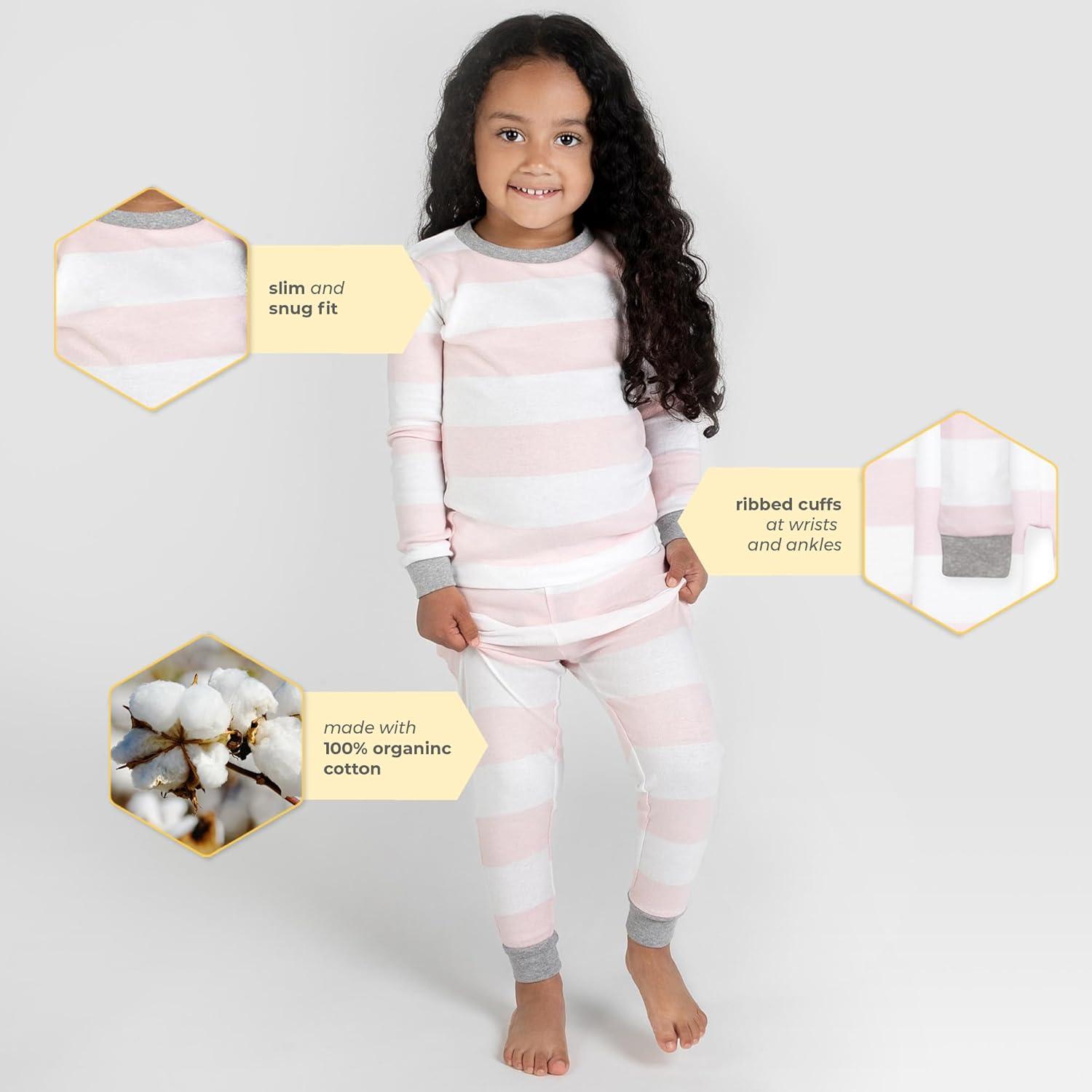 imageBurts Bees Baby Girls 2Piece Long Sleeve Tee and Pants Organic Cotton Pajama SetBlooming Fields
