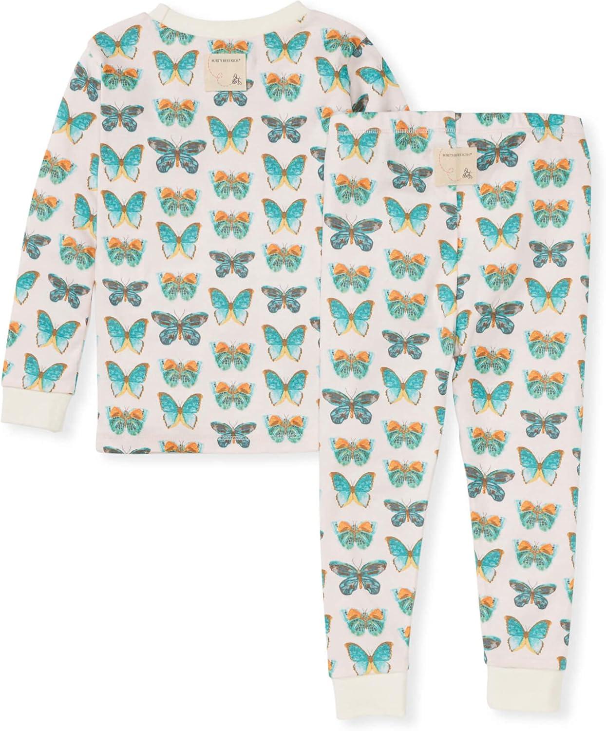 imageBurts Bees Baby Girls 2Piece Long Sleeve Tee and Pants Organic Cotton Pajama SetButterfly Chart