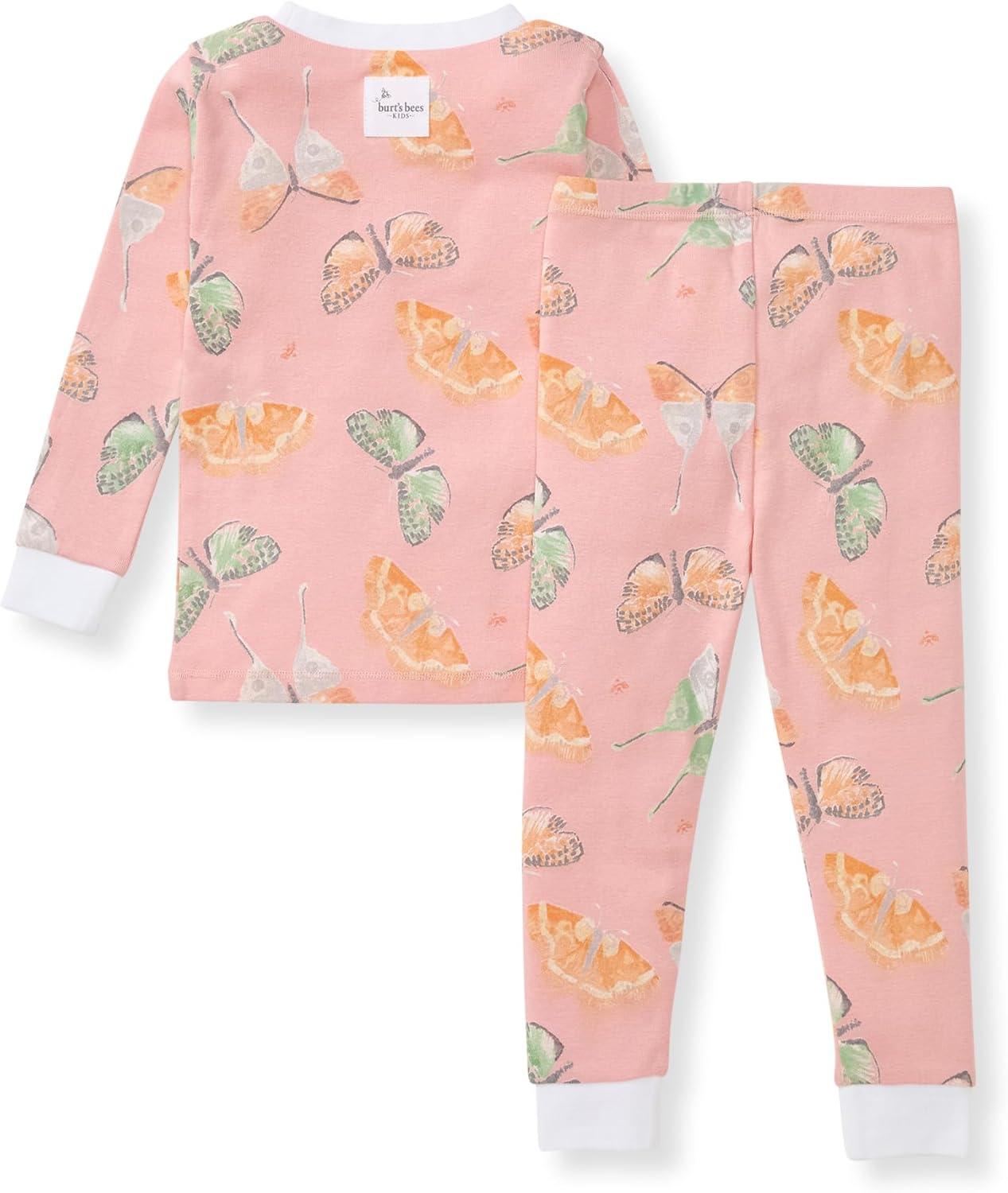 imageBurts Bees Baby Girls 2Piece Long Sleeve Tee and Pants Organic Cotton Pajama SetDesert Moths