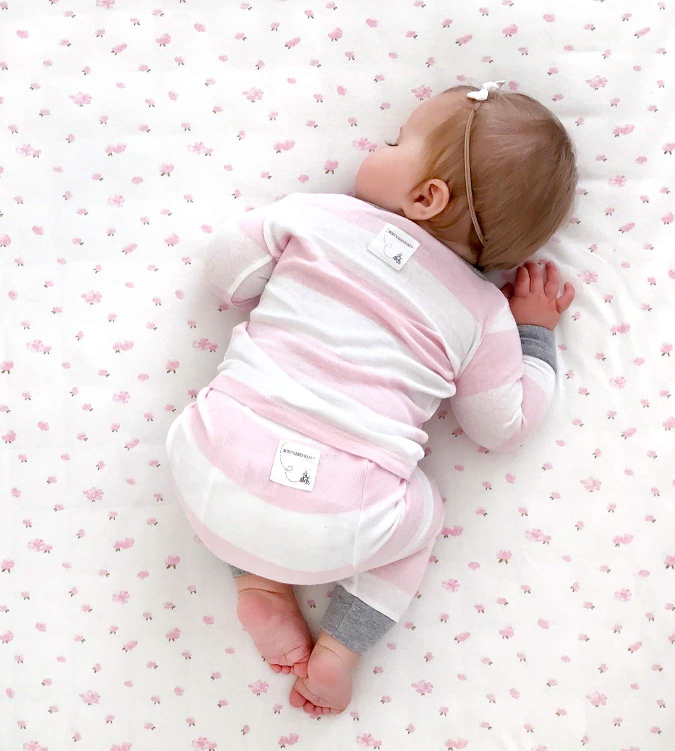 imageBurts Bees Baby Girls 2Piece Long Sleeve Tee and Pants Organic Cotton Pajama SetDitsy Floral
