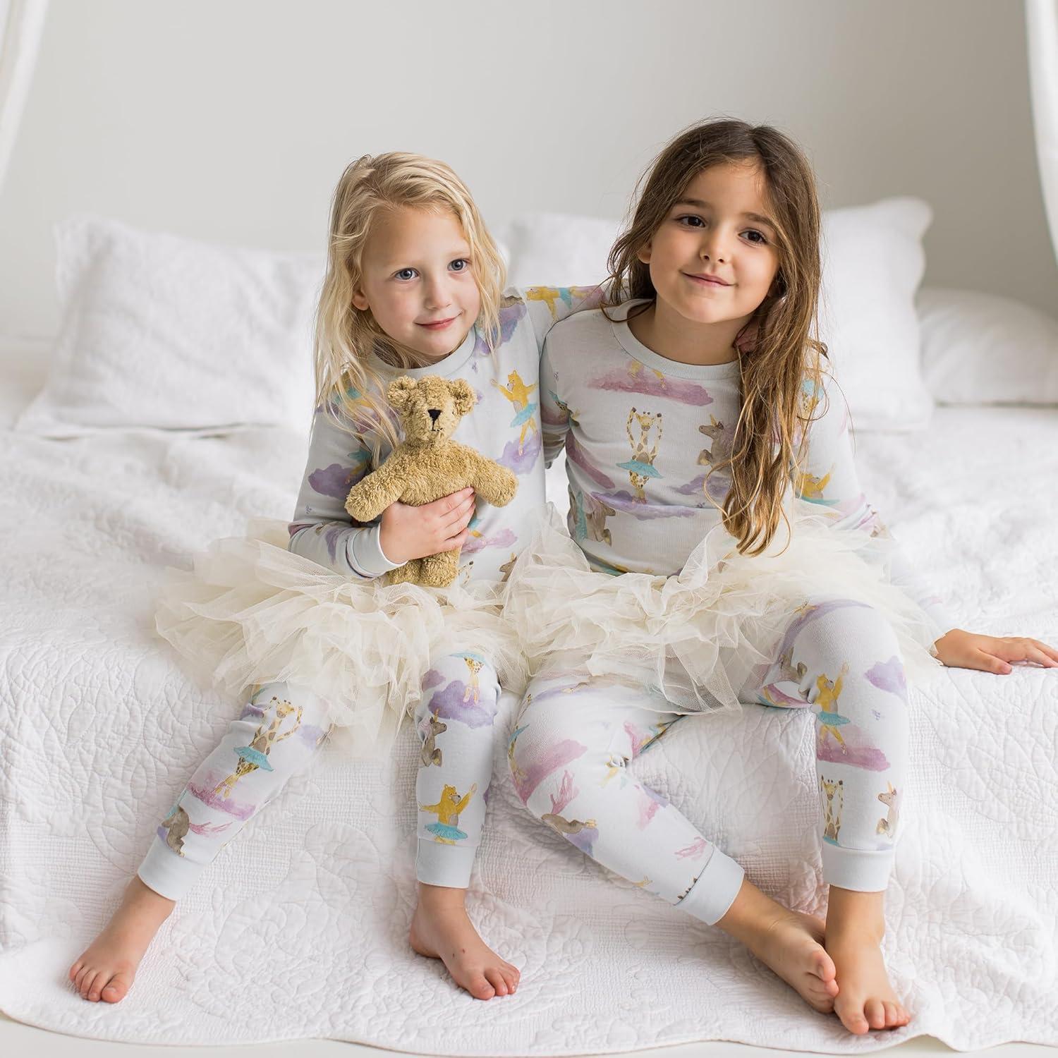imageBurts Bees Baby Girls 2Piece Long Sleeve Tee and Pants Organic Cotton Pajama SetDream Ballet