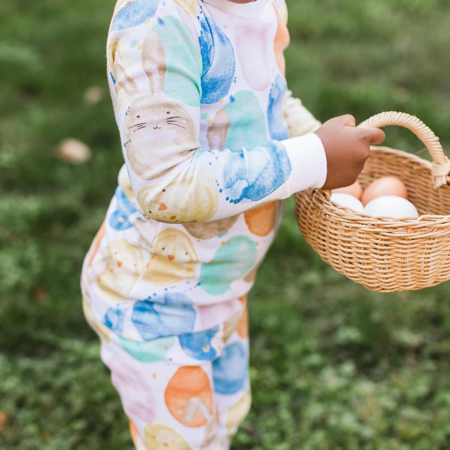 imageBurts Bees Baby Girls 2Piece Long Sleeve Tee and Pants Organic Cotton Pajama SetEaster Friends