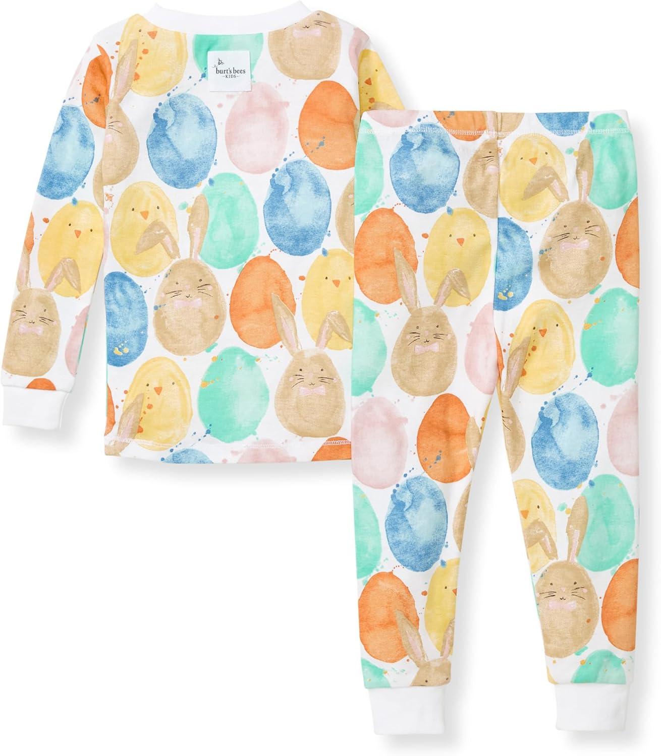 imageBurts Bees Baby Girls 2Piece Long Sleeve Tee and Pants Organic Cotton Pajama SetEaster Friends