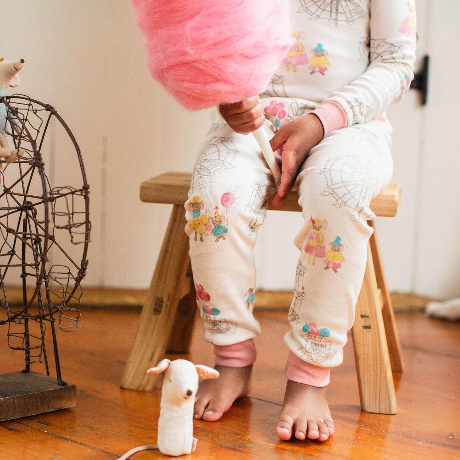 imageBurts Bees Baby Girls 2Piece Long Sleeve Tee and Pants Organic Cotton Pajama SetFall Carnival
