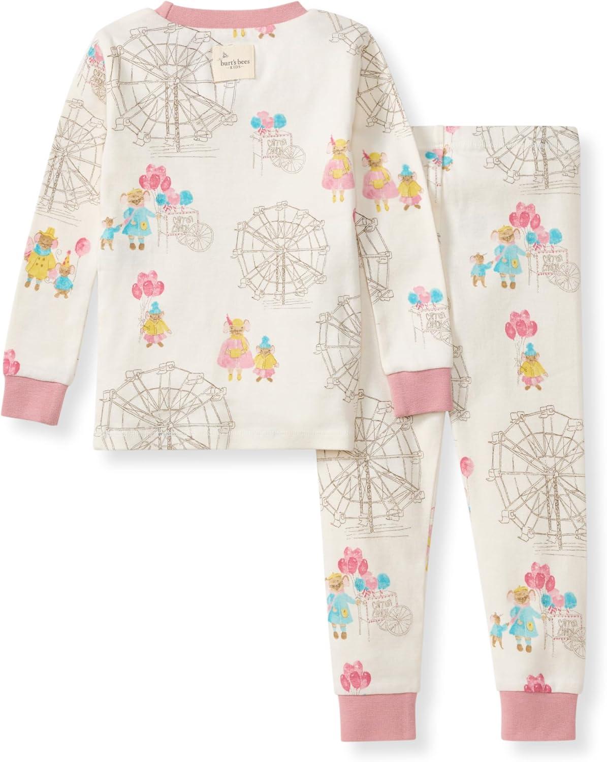 imageBurts Bees Baby Girls 2Piece Long Sleeve Tee and Pants Organic Cotton Pajama SetFall Carnival