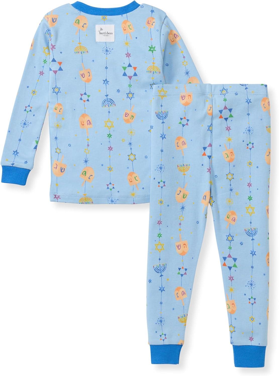 imageBurts Bees Baby Girls 2Piece Long Sleeve Tee and Pants Organic Cotton Pajama SetHanukkah Joy