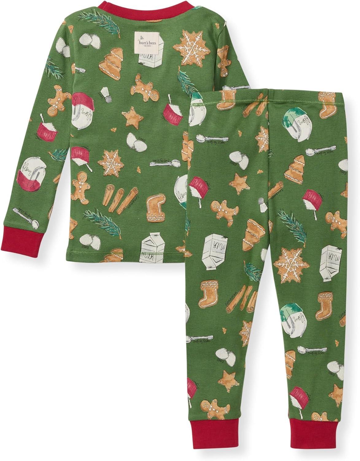 imageBurts Bees Baby Girls 2Piece Long Sleeve Tee and Pants Organic Cotton Pajama SetHoliday Cookies