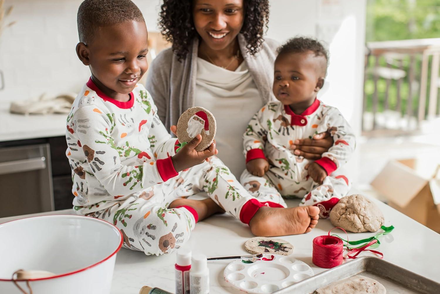 imageBurts Bees Baby Girls 2Piece Long Sleeve Tee and Pants Organic Cotton Pajama SetHoliday Hands