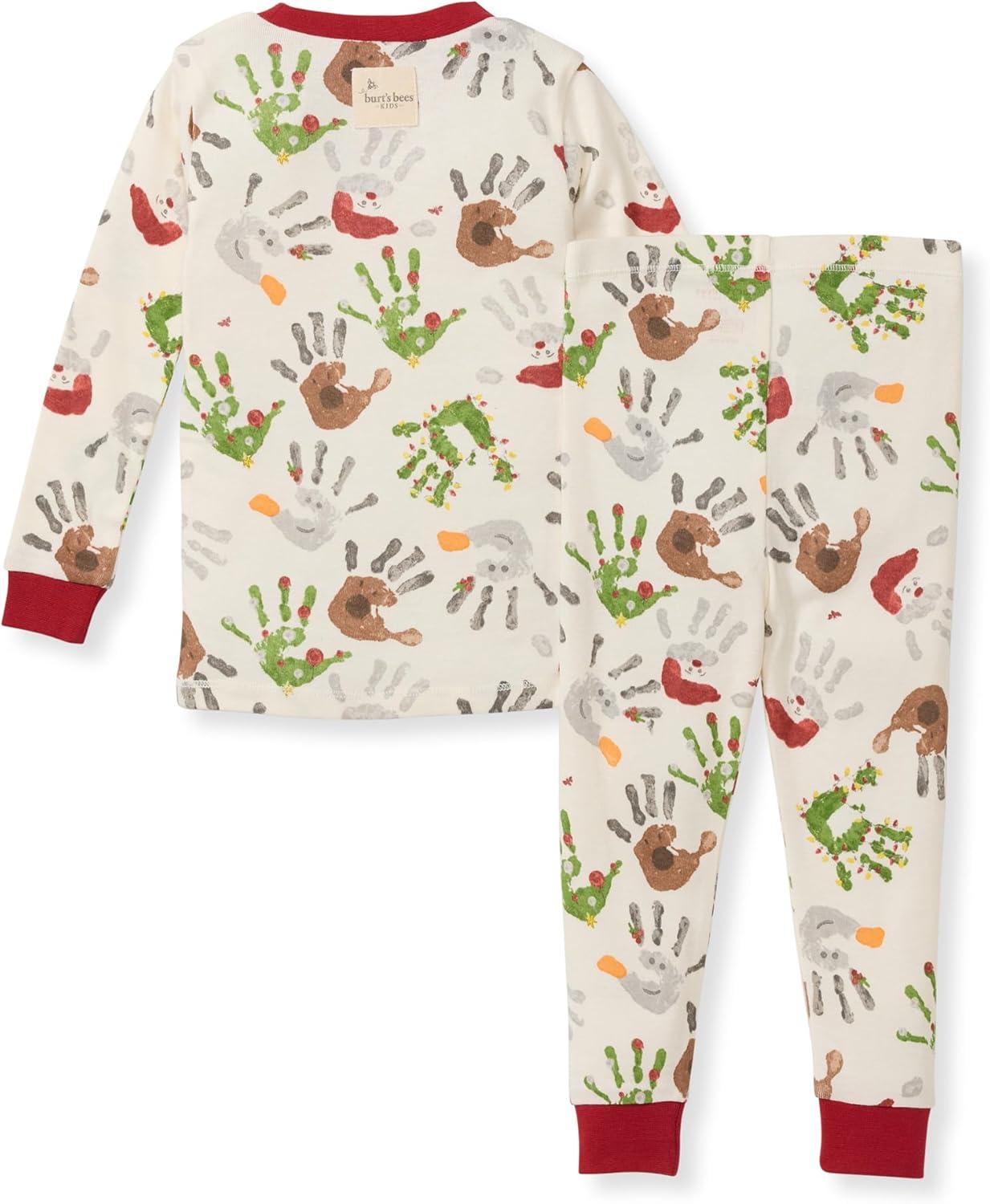 imageBurts Bees Baby Girls 2Piece Long Sleeve Tee and Pants Organic Cotton Pajama SetHoliday Hands