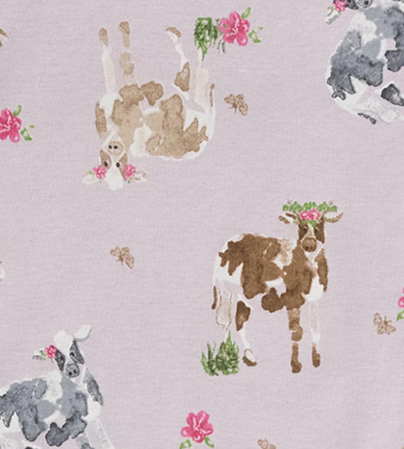 imageBurts Bees Baby Girls 2Piece Long Sleeve Tee and Pants Organic Cotton Pajama SetMiss Moo