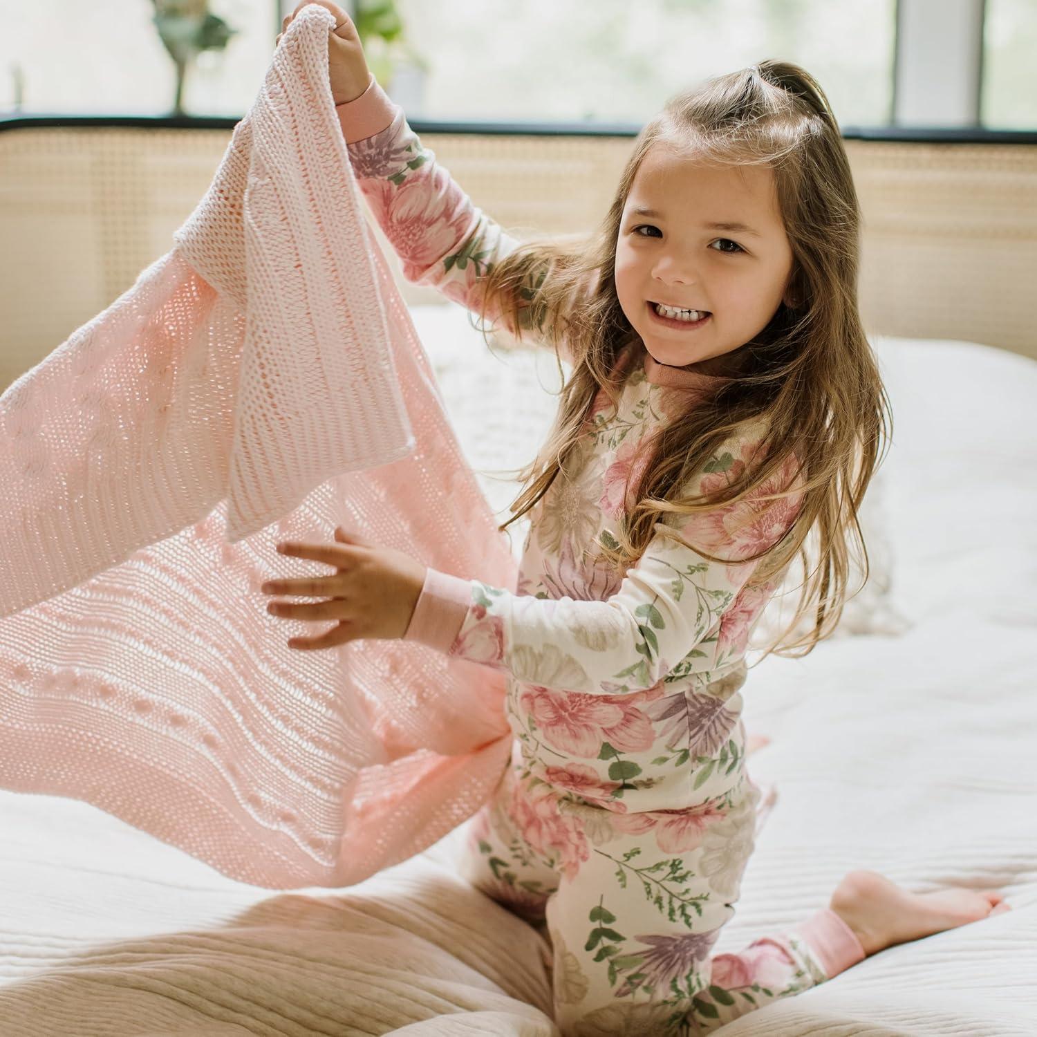 imageBurts Bees Baby Girls 2Piece Long Sleeve Tee and Pants Organic Cotton Pajama SetMountain Floral