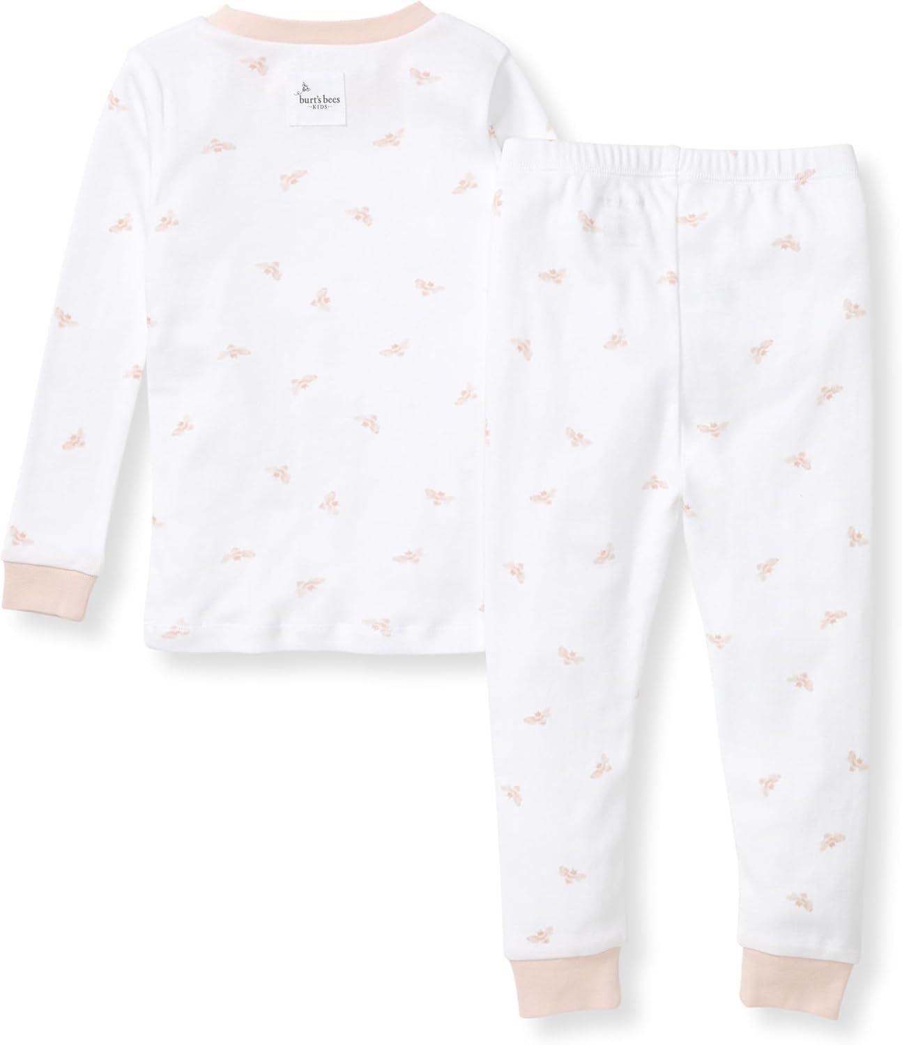 imageBurts Bees Baby Girls 2Piece Long Sleeve Tee and Pants Organic Cotton Pajama SetPink Golden Bee