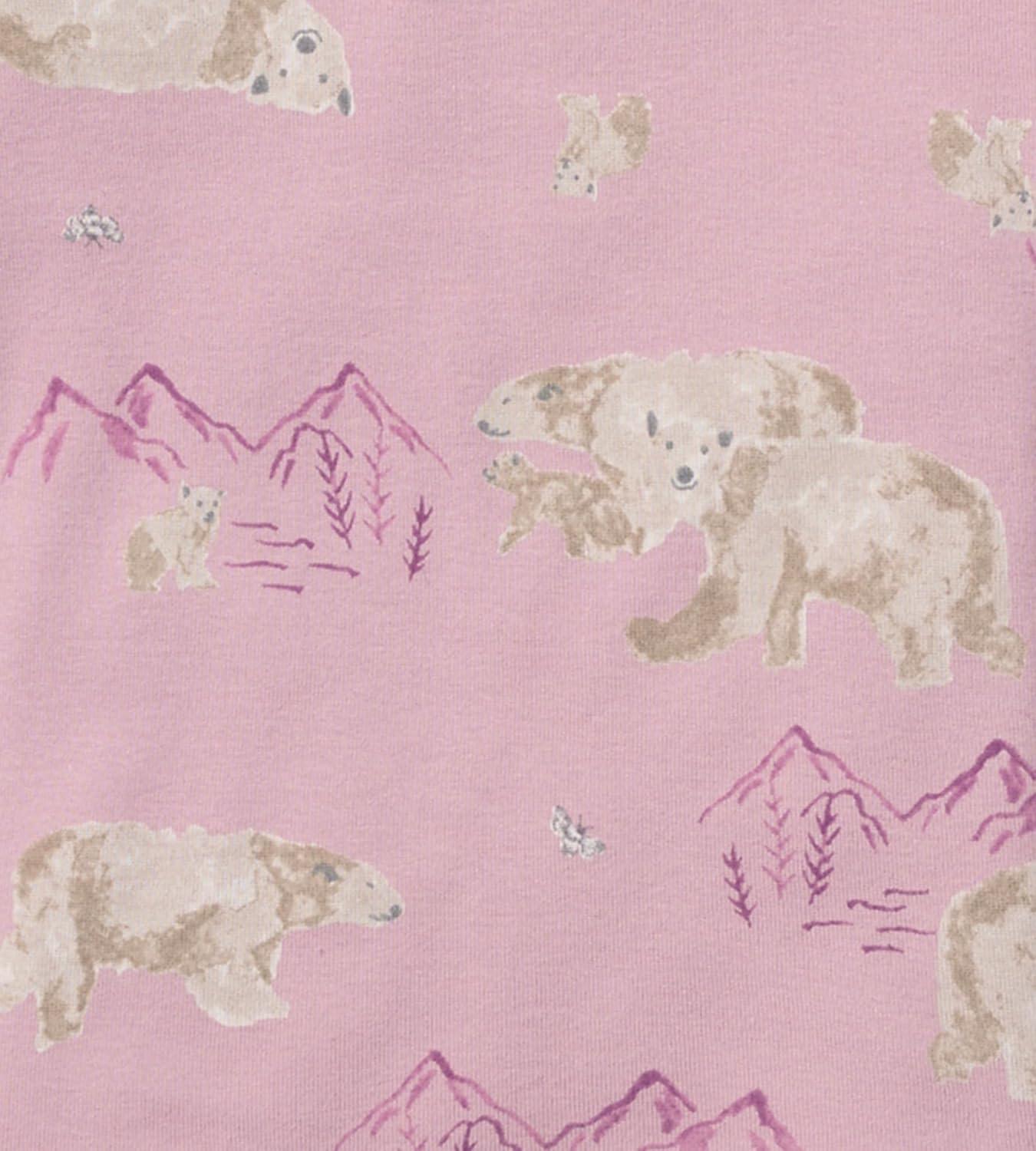 imageBurts Bees Baby Girls 2Piece Long Sleeve Tee and Pants Organic Cotton Pajama SetPolar Mountain Pink