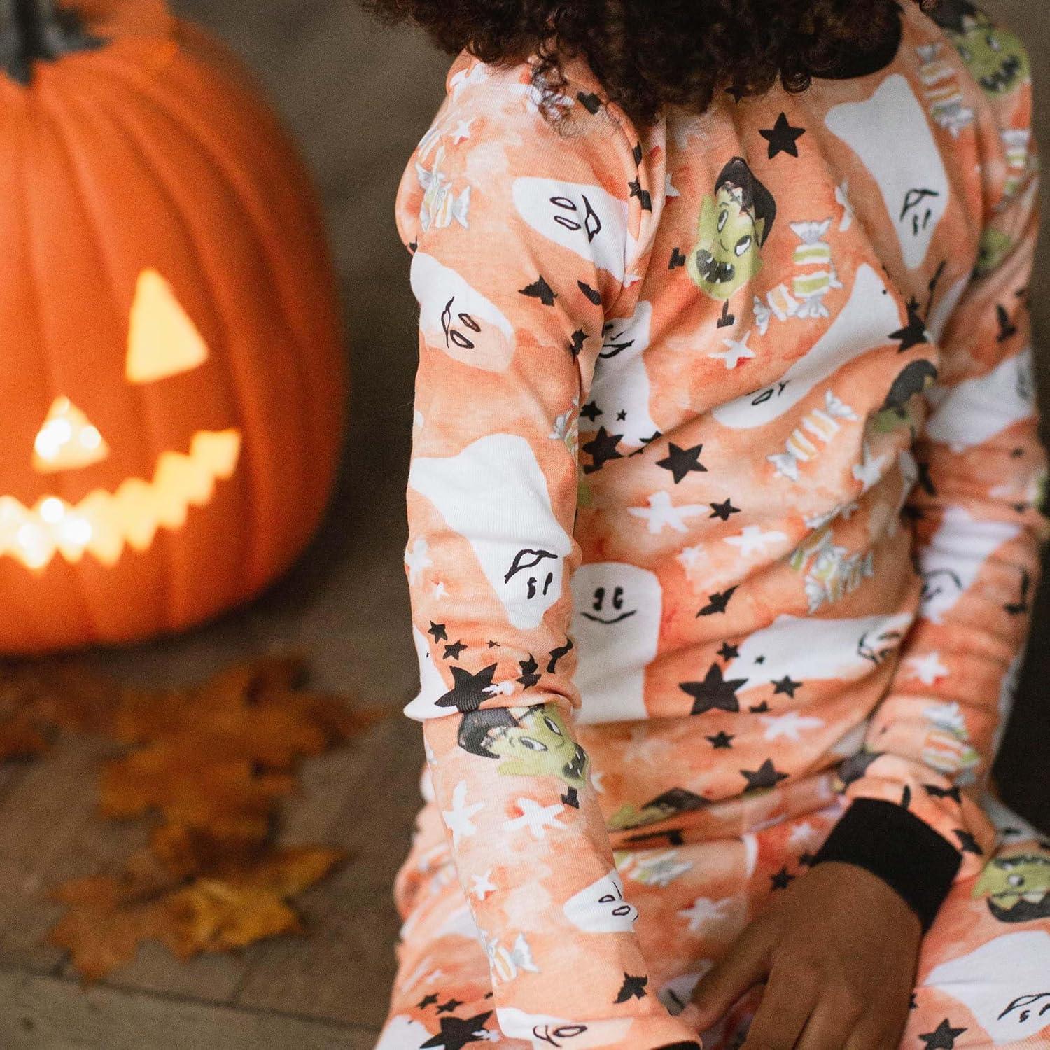 imageBurts Bees Baby Girls 2Piece Long Sleeve Tee and Pants Organic Cotton Pajama SetStarry Ghost