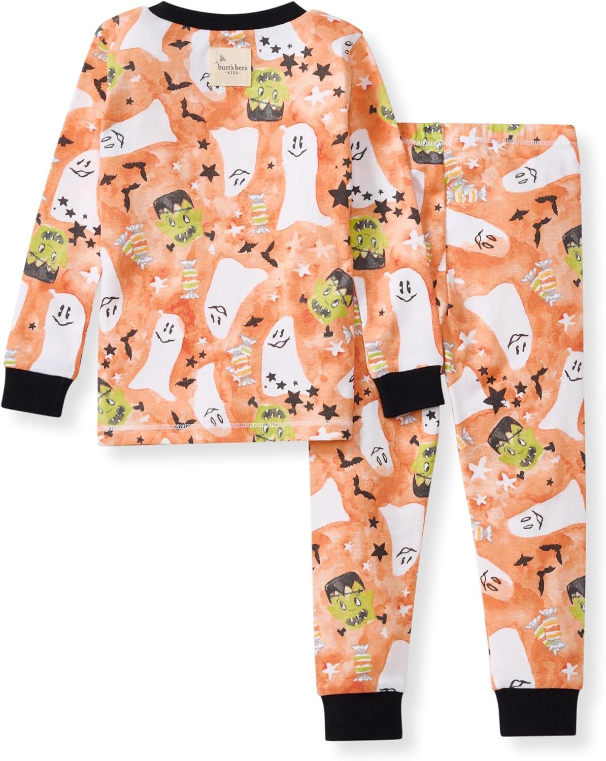 imageBurts Bees Baby Girls 2Piece Long Sleeve Tee and Pants Organic Cotton Pajama SetStarry Ghost